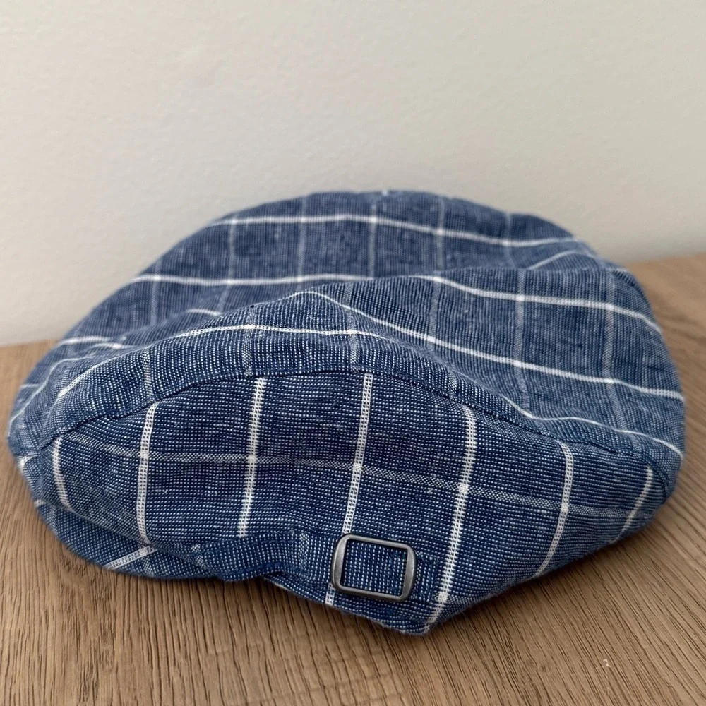 Janie and Jack tattersall linen blue newsboy cap size 4-5
